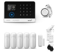 HUXGO® HXA003 Système d'alarme Maison WiFi + GSM 4G avec Sirène | Alarme Maison avec capteur de fenêtre sans Fil, 5X détecteurs de Mouvement | Kit d'alarme Anti Intrusion pour Appartement, Garage