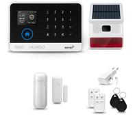 HUXGO® HXA003 Système d'alarme Maison WiFi + GSM 4G avec Sirène Solaire Radio | Alarme Maison avec 1x capteur de fenêtre, 1x détecteurs de Mouvement | Kit Alarme Maison, Appartement, Garage