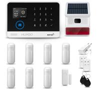 HUXGO® HXA003 Système d'alarme Maison WiFi + GSM 4G avec Sirène Solaire Radio | Kit Alarme avec 1x capteur de fenêtre, 7X détecteurs de Mouvement | Sécurité de la Maison avec alertes SMS