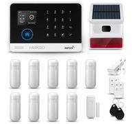 HUXGO® HXA003 Système d'alarme Maison WiFi + GSM 4G avec Sirène Solaire Radio | Kit Alarme avec 1x capteur de fenêtre, 9X détecteurs de Mouvement | Sécurité de la Maison avec alertes SMS