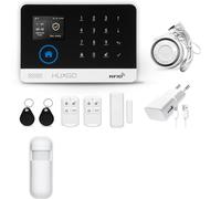 HUXGO HXA003 Système d'alarme Maison WiFi + GSM avec Sirène | Alarme Maison avec 1x capteur de fenêtre sans Fil, 1x détecteurs de Mouvement | Kit d'alarme pour Appartement, Garage