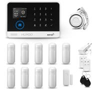 HUXGO® HXA003 Système d'alarme Maison WiFi + GSM avec Sirène | Alarme Maison avec capteur de fenêtre sans Fil, 9X détecteurs de Mouvement | Kit d'alarme Anti Intrusion pour Appartement, Garage