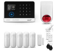 HUXGO® HXA003 Système d'alarme Maison WiFi + GSM avec Sirène Radio | Kit Alarme avec 1x capteur de fenêtre, 5X détecteurs de Mouvement | Sécurité de la Maison Intelligente avec alertes SMS