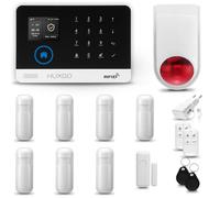 HUXGO® HXA003 Système d'alarme Maison WiFi + GSM avec Sirène Radio | Kit Alarme avec 1x capteur de fenêtre, 7X détecteurs de Mouvement | Sécurité de la Maison Intelligente avec alertes SMS