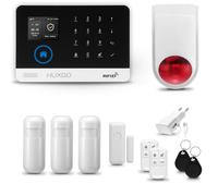 HUXGO® HXA003 Système d'alarme Maison WiFi + GSM avec Sirène Radio | Kit Alarme avec 1x capteur de fenêtre, 3X détecteurs de Mouvement | Sécurité de la Maison Intelligente avec alertes SMS