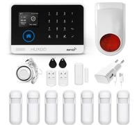 HUXGO, HXA003, système d'alarme sans Fil avec 7X détecteurs de Mouvement et deuxième sirène sans Fil, modules : WiFi + GSM 4G, TUYA Smart, alertes SMS, contrôle par téléphone, FRANÇAIS