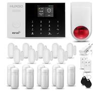 HUXGO® HXA005 Alarme Maison avec Sirène sans Fil, WiFi + GSM 4G | Kit d'alarme Maison Domestique avec 9X détecteurs de Mouvement, 9X capteurs de Portes et fenêtres | TUYA App Intelligent