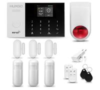 HUXGO® HXA005 Alarme Maison avec Sirène sans Fil, WiFi + GSM | Kit d'alarme Maison Domestique avec 3X détecteurs de Mouvement, 3X capteurs de Portes et fenêtres | TUYA App Intelligent