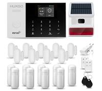 HUXGO® HXA005 Alarme Maison avec Sirène Solaire sans Fil, WiFi + GSM 4G | Kit d'alarme Maison Domestique avec 9X détecteurs de Mouvement, 9X capteurs de Portes et fenêtres | TUYA App Intelligent