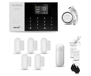 HUXGO® HXA005 Alarme Maison sans Fil WiFi + GSM 4G avec Sirène | Kit Alarme avec détecteur de Mouvement, 5X capteurs de Portes et fenêtres,télécommande | TUYA Intelligent