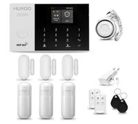 HUXGO® HXA005 Alarme Maison sans Fil WiFi + GSM 4G avec Sirène | Système d'alarme Domestique avec 3X détecteurs de Mouvement, 3X capteurs de Porte | Alarme sans Fil avec TUYA App.