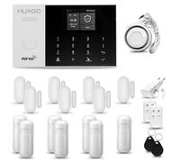 HUXGO® HXA005 Alarme Maison sans Fil WiFi + GSM 4G avec Sirène | Système d'alarme Domestique avec 5X détecteurs de Mouvement, 7X capteurs de Porte | Alarme sans Fil avec TUYA App.