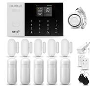 HUXGO® HXA005 Alarme Maison sans Fil WiFi + GSM 4G avec Sirène | Système d'alarme Domestique avec 5X détecteurs de Mouvement, 5X capteurs de Porte | Alarme sans Fil avec TUYA App.
