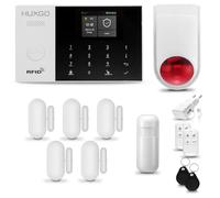 HUXGO® HXA005 Alarme Maison sans Fil WiFi + GSM avec Sirène exterieure sans Fil | Système d'alarme avec détecteur de Mouvement, 5X capteurs de Porte | Kit sécurité Maison, Appartement, Garage