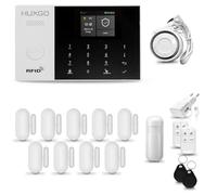 HUXGO® HXA005 Alarme Maison sans Fil WiFi + GSM avec Sirène | Système d'alarme avec détecteur de Mouvement, 9X capteurs de Portes et fenêtres,télécommande | TUYA Intelligent