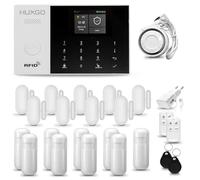 HUXGO® HXA005 Alarme Maison sans Fil WiFi + GSM avec Sirène | Système d'alarme Domestique avec 9X détecteurs de Mouvement, 9X capteurs de Porte | Alarme sans Fil avec TUYA App.
