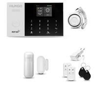 HUXGO® HXA005 Systeme d'alarme Maison WiFi + GSM avec Sirene | Alarme Maison avec 1x capteur de fenêtre sans Fil, 1x détecteurs de Mouvement | Kit d'alarme pour Appartement, Garage