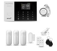 HUXGO® HXA005 Systeme d'alarme Maison WiFi + GSM avec Sirene | Alarme Maison avec capteur de fenêtre sans Fil, 3X détecteurs de Mouvement | Kit d'alarme Anti Intrusion pour Appartement