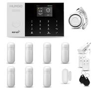 HUXGO® HXA005 Systeme d'alarme Maison WiFi + GSM avec Sirene | Alarme Maison avec capteur de fenêtre sans Fil, 7X détecteurs de Mouvement | Kit d'alarme Anti Intrusion pour Appartement, Garage