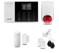 HUXGO® HXA005 Systeme d'alarme Maison WiFi + GSM avec Sirene Radio | Alarme Maison avec 1x capteur de fenêtre, 1x détecteurs de Mouvement | Kit Alarme Maison, Appartement, Garage