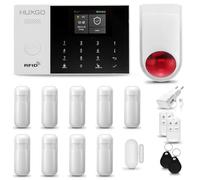 HUXGO® HXA005 Systeme d'alarme Maison WiFi + GSM avec Sirene Radio | Kit Alarme avec 1x capteur de fenêtre, 9X détecteurs de Mouvement | Sécurité de la Maison Intelligente avec alertes SMS