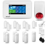 HUXGO® HXA006 Alarme Maison avec Sirène sans Fil, WiFi + GSM | Kit d'alarme Maison Domestique avec 7X détecteurs de Mouvement, 7X capteurs de Portes et fenêtres | TUYA App Intelligent