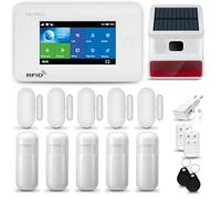 HUXGO® HXA006 Alarme Maison avec Sirène Solaire sans Fil, WiFi + GSM 4G | Kit d'alarme Maison Domestique avec 5X détecteurs de Mouvement, 5X capteurs de Portes et fenêtres | TUYA App