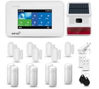 HUXGO® HXA006 Alarme Maison avec Sirène Solaire sans Fil, WiFi + GSM 4G | Kit d'alarme Maison Domestique avec 7X détecteurs de Mouvement, 7X capteurs de Portes et fenêtres | TUYA App