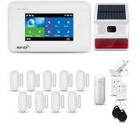 HUXGO® HXA006 Alarme Maison sans Fil WiFi + GSM 4G avec Sirène exterieure sans Fil | Système d'alarme avec détecteur de Mouvement, 9X capteurs de Porte | Kit sécurité Maison, Appartement, Garage