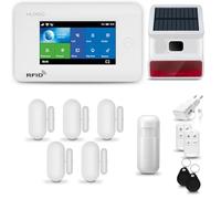 HUXGO® HXA006 Alarme Maison sans Fil WiFi + GSM 4G avec Sirène exterieure sans Fil | Système d'alarme avec détecteur de Mouvement, 5X capteurs de Porte | Kit sécurité Maison, Appartement, Garage