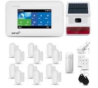 HUXGO® HXA006 Alarme Maison sans Fil WiFi + GSM 4G avec Sirène exterieure sans Fil | Système d'alarme avec détecteur de Mouvement, 12x capteurs de Porte | Kit sécurité Maison, Appartement, Garage