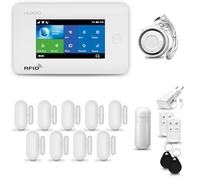 HUXGO® HXA006 Alarme Maison sans Fil WiFi + GSM 4G avec Sirène | Système d'alarme avec détecteur de Mouvement, 9X capteurs de Portes et fenêtres,télécommande | TUYA Intelligent