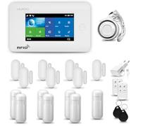 HUXGO® HXA006 Alarme Maison sans Fil WiFi + GSM 4G avec Sirène | Système d'alarme Domestique avec 5X détecteurs de Mouvement, 7X capteurs de Porte | Alarme sans Fil avec TUYA App.