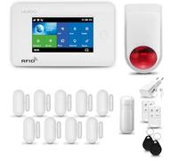 HUXGO® HXA006 Alarme Maison sans Fil WiFi + GSM avec Sirène exterieure sans Fil | Système d'alarme avec détecteur de Mouvement, 9X capteurs de Porte | Kit sécurité Maison, Appartement, Garage
