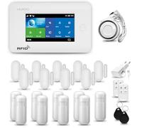 HUXGO® HXA006 Alarme Maison sans Fil WiFi + GSM avec Sirène | Système d'alarme Domestique avec 9X détecteurs de Mouvement, 9X capteurs de Porte | Alarme sans Fil avec TUYA App.