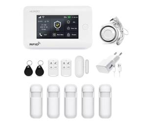 HUXGO, HXA006, Alarme sans Fil WiFi + GSM 4G avec 5X capteurs de Mouvement, Maison, Bureau, Appartement, Garage, Application TUYA Smart, alertes SMS, contrôle par téléphone, FRANÇAIS