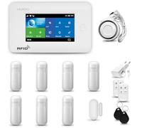 HUXGO® HXA006 Système d'alarme Maison WiFi + GSM 4G avec Sirène | Alarme Maison avec capteur de fenêtre sans Fil, 7X détecteurs de Mouvement | Kit d'alarme Anti Intrusion pour Appartement, Garage