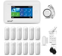 HUXGO® HXA006 Système d'alarme Maison WiFi + GSM 4G avec Sirène | Alarme Maison avec capteur de fenêtre sans Fil, 12x détecteurs de Mouvement | Kit d'alarme Anti Intrusion pour Appartement