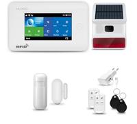 HUXGO® HXA006 Système d'alarme Maison WiFi + GSM 4G avec Sirène Solaire Radio | Alarme Maison avec 1x capteur de fenêtre, 1x détecteurs de Mouvement | Kit Alarme Maison, Appartement, Garage