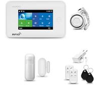 HUXGO® HXA006 Système d'alarme Maison WiFi + GSM avec Sirène | Alarme Maison avec 1x capteur de fenêtre sans Fil, 1x détecteurs de Mouvement | Kit d'alarme pour Appartement, Garage