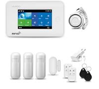 HUXGO® HXA006 Système d'alarme Maison WiFi + GSM avec Sirène | Alarme Maison avec capteur de fenêtre sans Fil, 3X détecteurs de Mouvement | Kit d'alarme Anti Intrusion pour Appartement