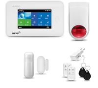HUXGO® HXA006 Système d'alarme Maison WiFi + GSM avec Sirène Radio | Alarme Maison avec 1x capteur de fenêtre, 1x détecteurs de Mouvement | Kit Alarme Maison, Appartement, Garage