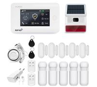 HUXGO, HXA006, Système d'alarme sans Fil, 5X détecteurs de Mouvement, 5X détecteur d'ouverture de Porte/fenêtrel, sirène sans Fil Modules : WiFi+ GSM 4G, alertes SMS, contrôle par téléphone