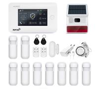 HUXGO HXA006 Système d'alarme sans Fil avec 9 détecteurs de Mouvement et deuxième sirène sans Fil modules : WIFI + GSM 4G
