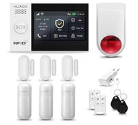 HUXGO® HXA007 Alarme Maison avec Sirène sans Fil, WiFi + GSM | Kit d'alarme Maison Domestique avec 3X détecteurs de Mouvement, 3X capteurs de Portes et fenêtres | TUYA App Intelligent