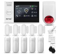 HUXGO® HXA007 Alarme Maison avec Sirène sans Fil, WiFi + GSM | Kit d'alarme Maison Domestique avec 5X détecteurs de Mouvement, 5X capteurs de Portes et fenêtres | TUYA App Intelligent