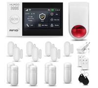 HUXGO® HXA007 Alarme Maison avec Sirène sans Fil, WiFi + GSM | Kit d'alarme Maison Domestique avec 7X détecteurs de Mouvement, 7X capteurs de Portes et fenêtres | TUYA App Intelligent