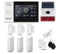 HUXGO® HXA007 Alarme Maison sans Fil avec Sirène Solaire sans Fil, WiFi + GSM | Kit d'alarme Maison Domestique avec 3X détecteurs de Mouvement, 3X capteurs d'ouverture | TUYA App Intelligent