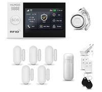 HUXGO® HXA007 Alarme Maison sans Fil WiFi + GSM 4G avec Sirène | Kit Alarme avec détecteur de Mouvement, 5X capteurs de Portes et fenêtres,télécommande | TUYA Intelligent