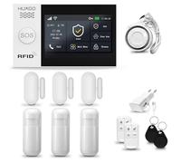 HUXGO® HXA007 Alarme Maison sans Fil WiFi + GSM 4G avec Sirène | Système d'alarme Domestique avec 3X détecteurs de Mouvement, 3X capteurs de Porte | Alarme sans Fil avec TUYA App.